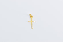 Load image into Gallery viewer, 18K Cross Diamond Cut Grooved Christian Faith Charm/Pendant Yellow Gold