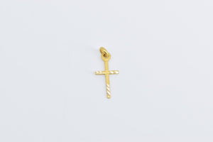 18K Cross Diamond Cut Grooved Christian Faith Charm/Pendant Yellow Gold