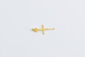 18K Cross Diamond Cut Grooved Christian Faith Charm/Pendant Yellow Gold