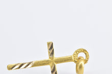 Load image into Gallery viewer, 18K Cross Diamond Cut Grooved Christian Faith Charm/Pendant Yellow Gold