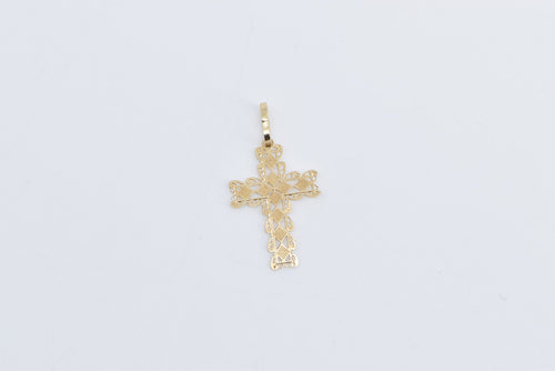 14K Filigree Cross Christian Faith Symbol Charm/Pendant Yellow Gold