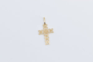 14K Filigree Cross Christian Faith Symbol Charm/Pendant Yellow Gold