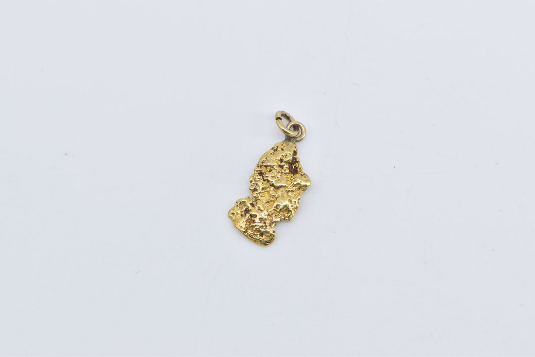 22K Raw Textured Nugget Pebble Vintage Charm/Pendant Yellow Gold