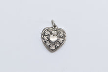 Load image into Gallery viewer, Sterling Silver Victorian Puffy Heart Shamrock Forget Me Not Charm/Pendant