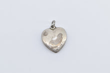 Load image into Gallery viewer, Sterling Silver Victorian Puffy Heart Shamrock Forget Me Not Charm/Pendant