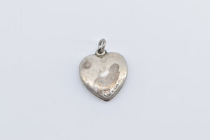 Sterling Silver Victorian Puffy Heart Shamrock Forget Me Not Charm/Pendant