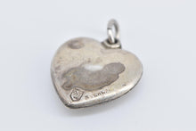 Load image into Gallery viewer, Sterling Silver Victorian Puffy Heart Shamrock Forget Me Not Charm/Pendant