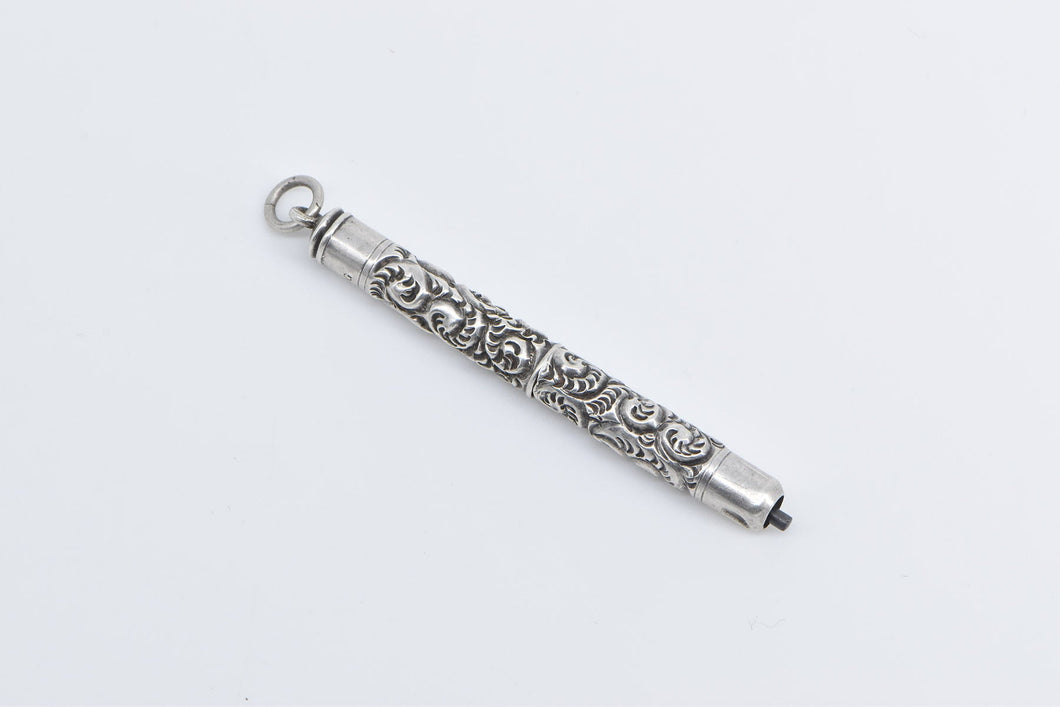 Sterling Silver Victorian Scroll Design Repousse Pencil Charm/Pendant