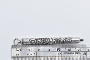 Sterling Silver Victorian Scroll Design Repousse Pencil Charm/Pendant