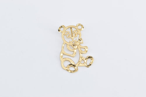 14K Diamond Cut Teddy Bear Stuffed Animal Charm/Pendant Yellow Gold