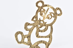 14K Diamond Cut Teddy Bear Stuffed Animal Charm/Pendant Yellow Gold