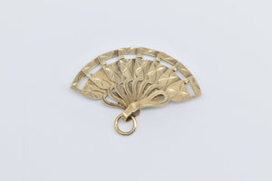 9K Articulated Folding Hand Fan Vintage Fashion Charm/Pendant Yellow Gold