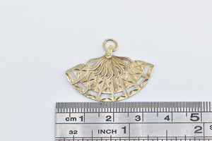 9K Articulated Folding Hand Fan Vintage Fashion Charm/Pendant Yellow Gold