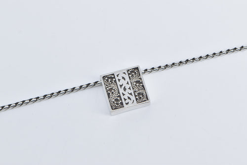 Sterling Silver Lois Hill Square Designer Dot Paisley Chain Necklace 19