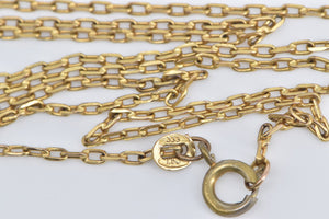 8K 1.7mm Squared Cable Chain Vintage Necklace 20" Yellow Gold