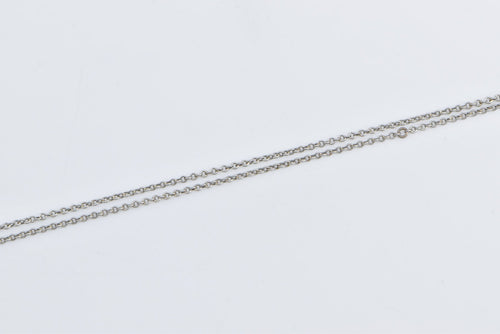 Platinum 1.3mm Cable Link Vintage Classic Chain Necklace 17