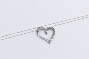 Sterling Silver Diamond Heart Love Symbol Chain Necklace 20.25"