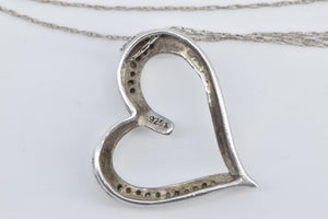 Sterling Silver Diamond Heart Love Symbol Chain Necklace 20.25"