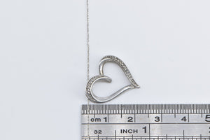 Sterling Silver Diamond Heart Love Symbol Chain Necklace 20.25"