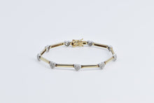 Load image into Gallery viewer, 10K Diamond Heart Love Symbol Bar Chain Bracelet 6.75&quot; Yellow Gold