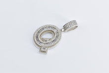 Load image into Gallery viewer, Sterling Silver Q Letter Initial Monogram CZ Encrusted Pave Pendant