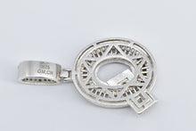 Load image into Gallery viewer, Sterling Silver Q Letter Initial Monogram CZ Encrusted Pave Pendant