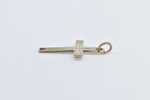 9K Diamond Cut Cross Christian Faith Symbol Charm/Pendant Yellow Gold