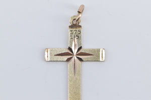 9K Diamond Cut Cross Christian Faith Symbol Charm/Pendant Yellow Gold