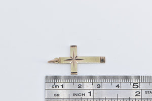 9K Diamond Cut Cross Christian Faith Symbol Charm/Pendant Yellow Gold