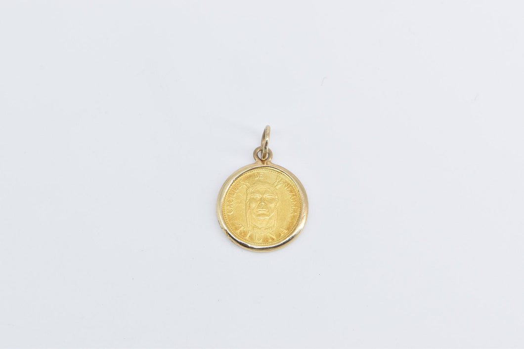 14K Venezuela 20 Bolívares Tiuna Bullion Coin Charm/Pendant Yellow Gold