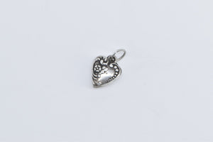 Sterling Silver Puffy Heart Forget Me Not Promise Love Charm/Pendant