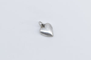 Sterling Silver Puffy Heart Forget Me Not Promise Love Charm/Pendant