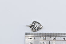 Load image into Gallery viewer, Sterling Silver Puffy Heart Forget Me Not Promise Love Charm/Pendant