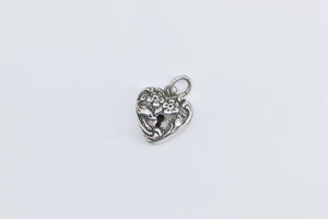 Sterling Silver Heart Puffy Forget Me Not Locket Loyalty Charm/Pendant