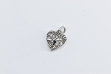 Load image into Gallery viewer, Sterling Silver Puffy Forget Me Not Heart Locket Love Charm/Pendant