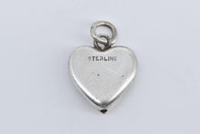 Load image into Gallery viewer, Sterling Silver Puffy Forget Me Not Heart Locket Love Charm/Pendant