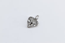 Load image into Gallery viewer, Sterling Silver Floral Heart Puffy Locket Forget Me Not Love Charm/Pendant