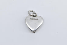 Load image into Gallery viewer, Sterling Silver Floral Heart Puffy Locket Forget Me Not Love Charm/Pendant