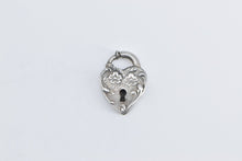 Load image into Gallery viewer, Sterling Silver Heart Puffy Locket Forget Me Not Clip Love Charm/Pendant