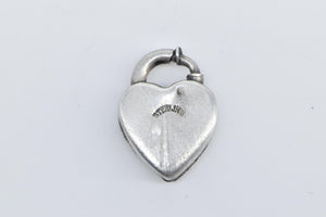 Sterling Silver Heart Puffy Locket Forget Me Not Clip Love Charm/Pendant