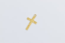 Load image into Gallery viewer, 10K Scroll Engraved Cross Christian Faith Symbol Charm/Pendant Yellow Gold