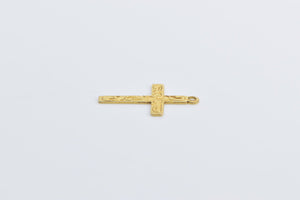 10K Scroll Engraved Cross Christian Faith Symbol Charm/Pendant Yellow Gold