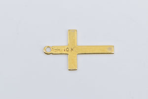 10K Scroll Engraved Cross Christian Faith Symbol Charm/Pendant Yellow Gold