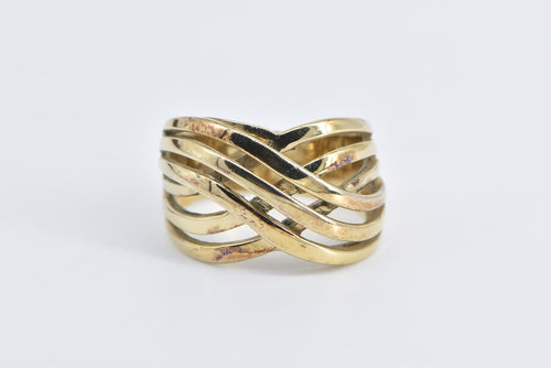 Gold Filled Sterling Silver Criss Cross Layered Wavy Band Ring