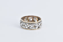 Load image into Gallery viewer, Sterling Silver Two Tone Floral Pattern 1940&#39;s Wedding Band Ring