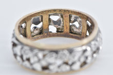 Load image into Gallery viewer, Sterling Silver Two Tone Floral Pattern 1940&#39;s Wedding Band Ring