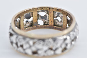 Sterling Silver Two Tone Floral Pattern 1940's Wedding Band Ring