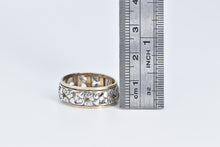 Load image into Gallery viewer, Sterling Silver Two Tone Floral Pattern 1940&#39;s Wedding Band Ring