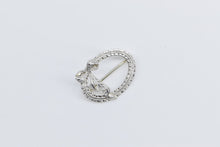 Load image into Gallery viewer, 14K Art Deco Ribbon Bow Oval Vintage Fashion Pin/Brooch White Gold