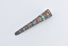 Load image into Gallery viewer, Sterling Silver Antique Chinese Finger Guard Coral Turquoise Pin/Brooch